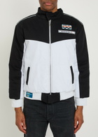 AN-Y1 Formula Appliquéd Padded Canvas Bomber Jacket Black And White
