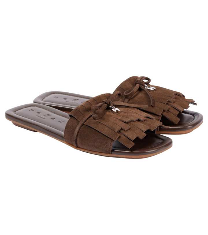 Photo: Hogan H685 fringed suede slides