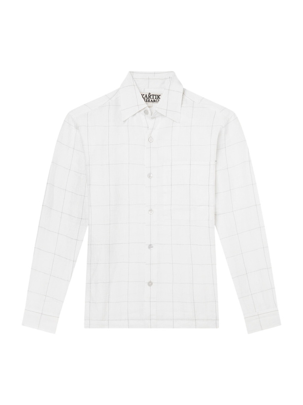 Photo: Kartik Research - Pataudi Checked Linen Shirt - White