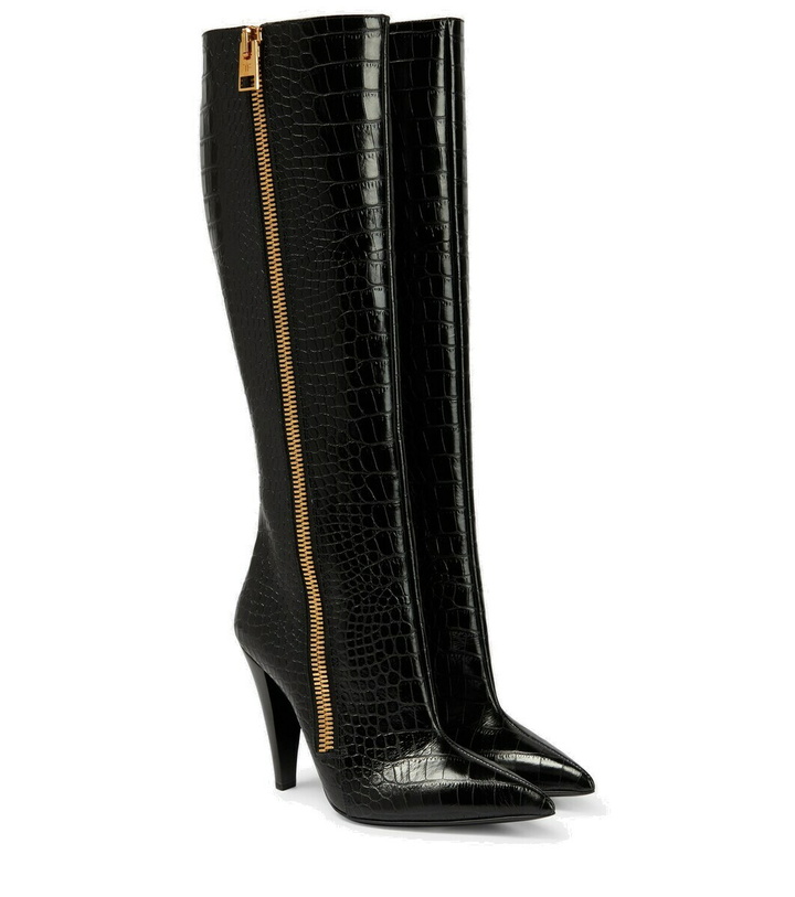 Photo: Tom Ford Croc-effect leather knee-high boots