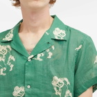 BODE Men's Football Silhouette Vacation Shirt in Green Cream