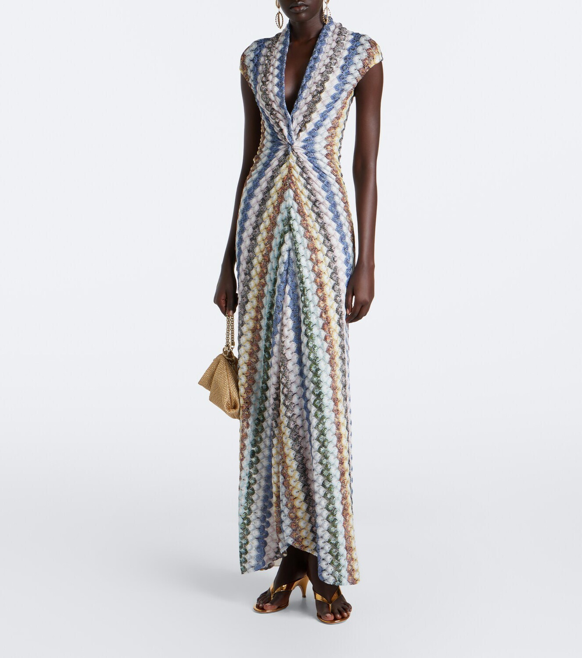 Missoni Lamé gathered maxi dress