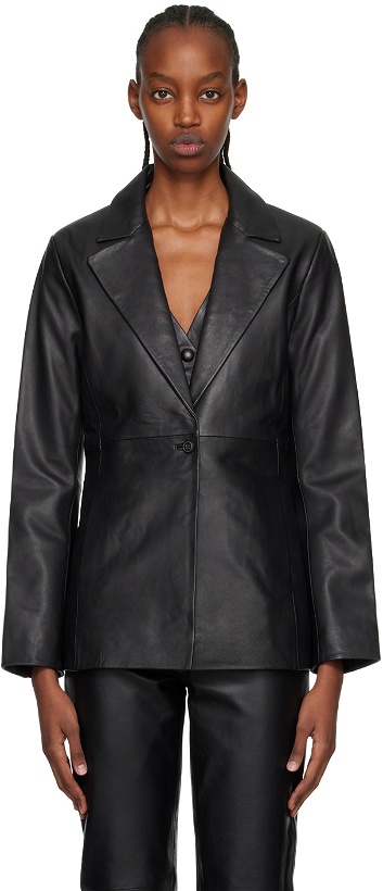 Photo: Reformation Black Veda Edition Bowery Leather Jacket