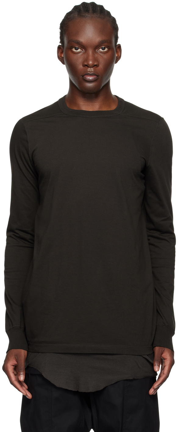 【関税込み】Rick Owens グレー Porterville Level Tシャツ Gray Porterville Level Long Sleeve T-Shirt by Rick Owens on Sale
