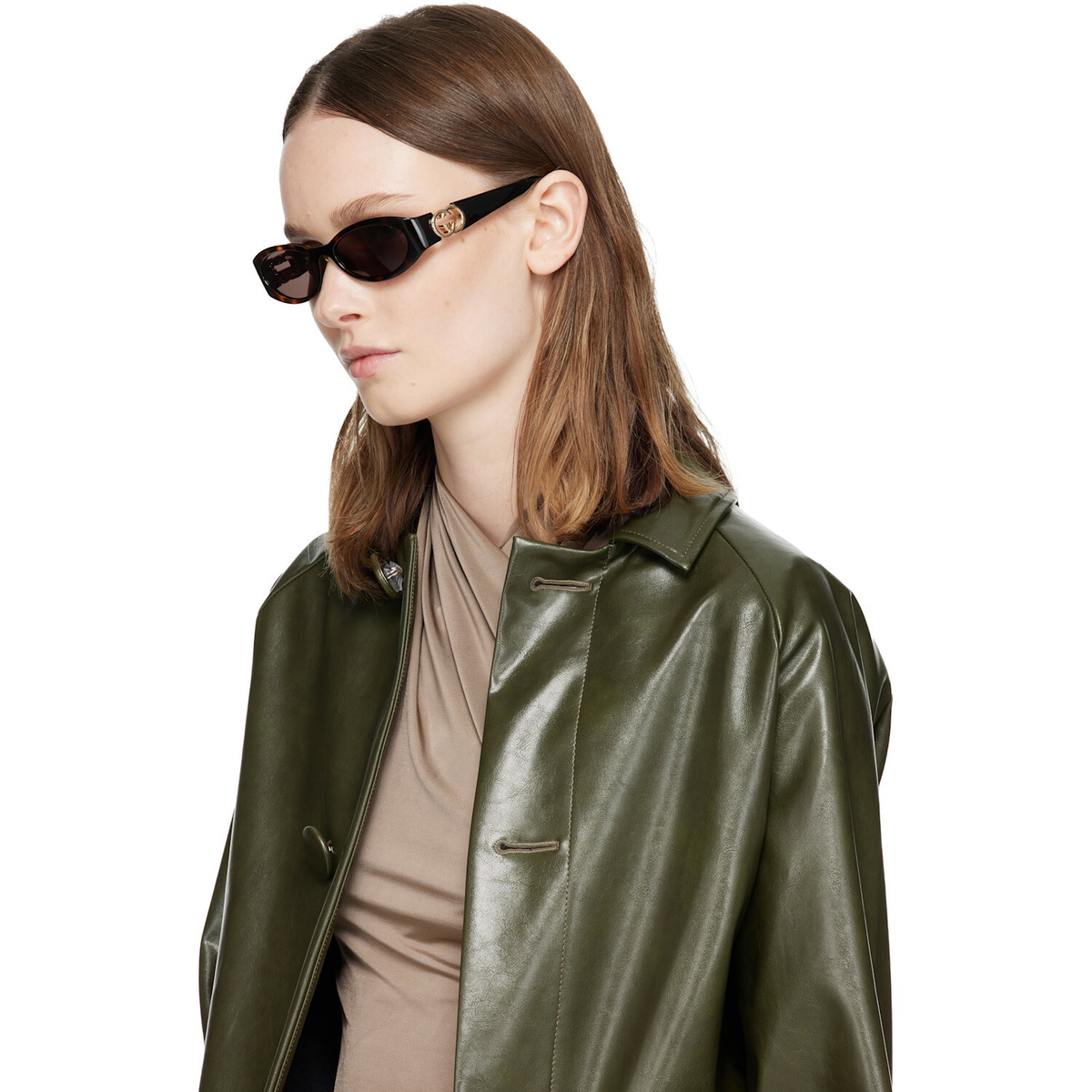 Gucci Brown Oval Frame Sunglasses