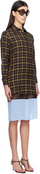 Coperni Brown & Blue Multi Layer Shirt Midi Dress