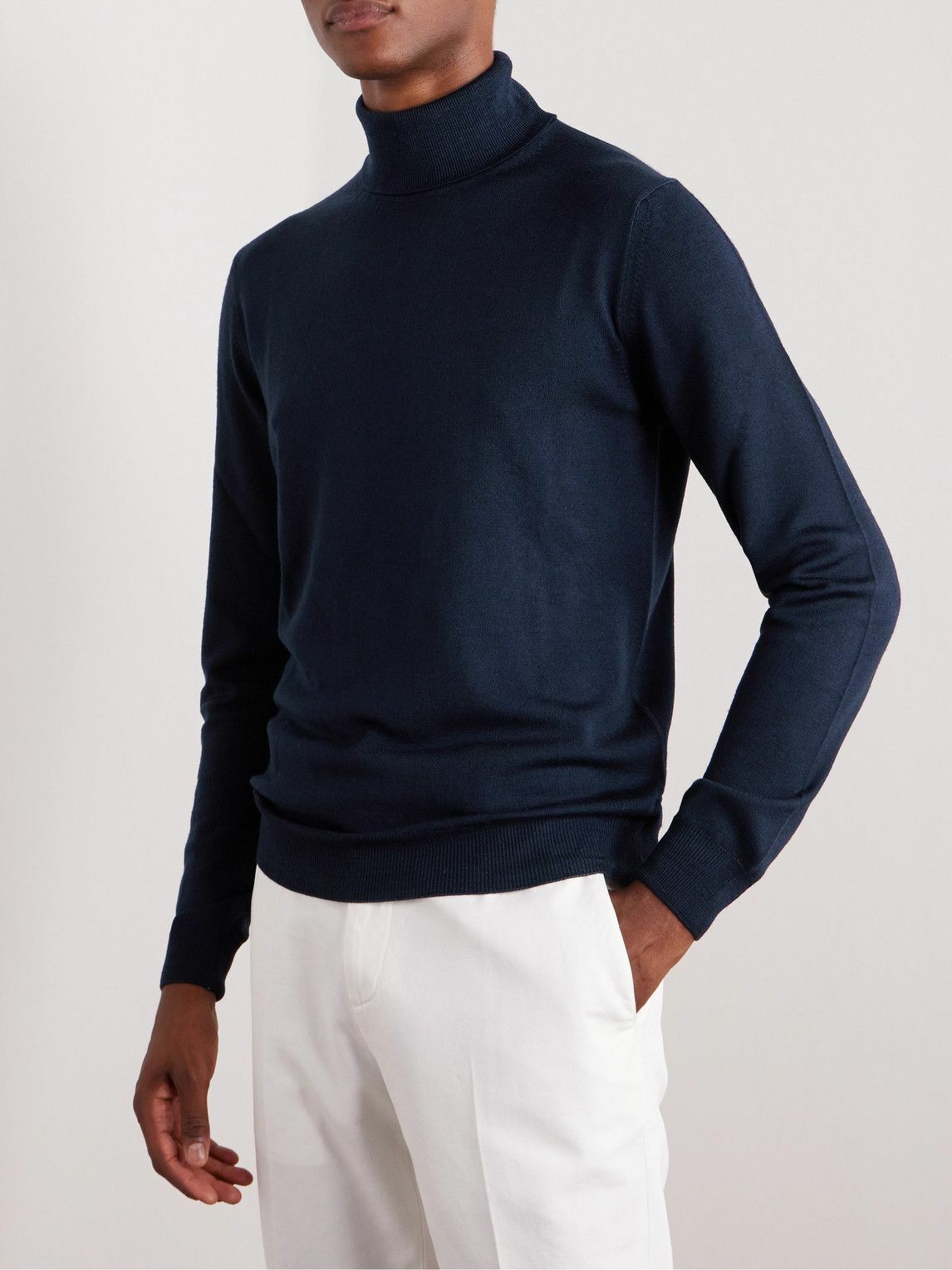 Boglioli - Slim-Fit Wool Rollneck Sweater - Blue