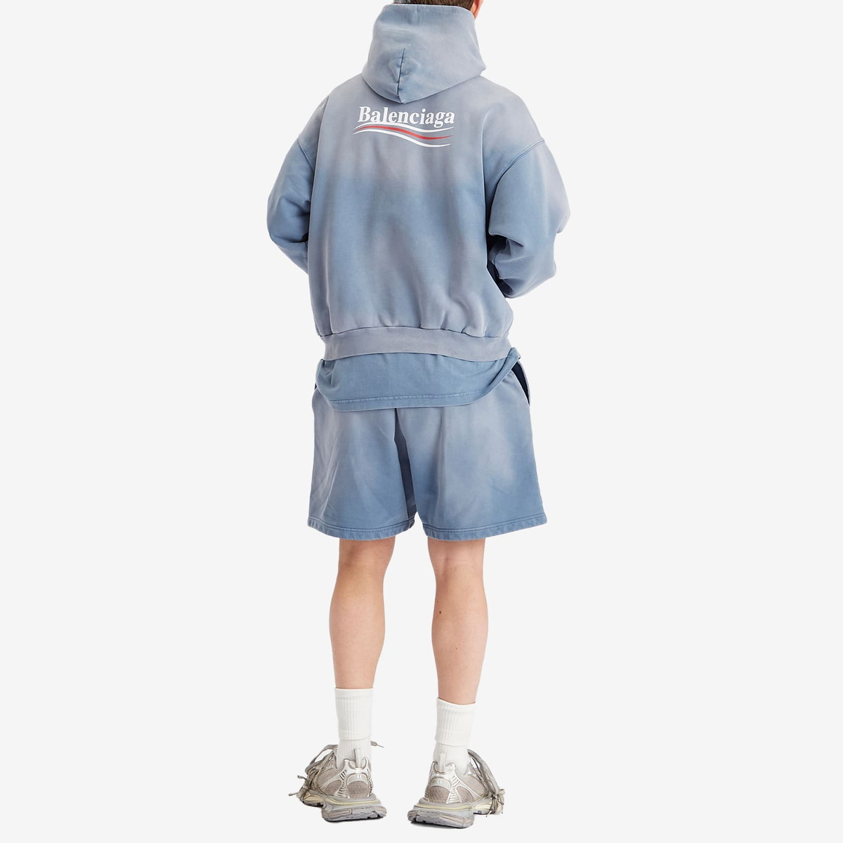 Balenciaga Men's Campaign Medium Fit Hoodie in Faded Blue
