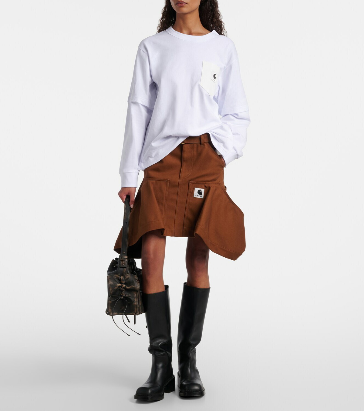 Sacai x Carhartt layered cotton jersey top Sacai