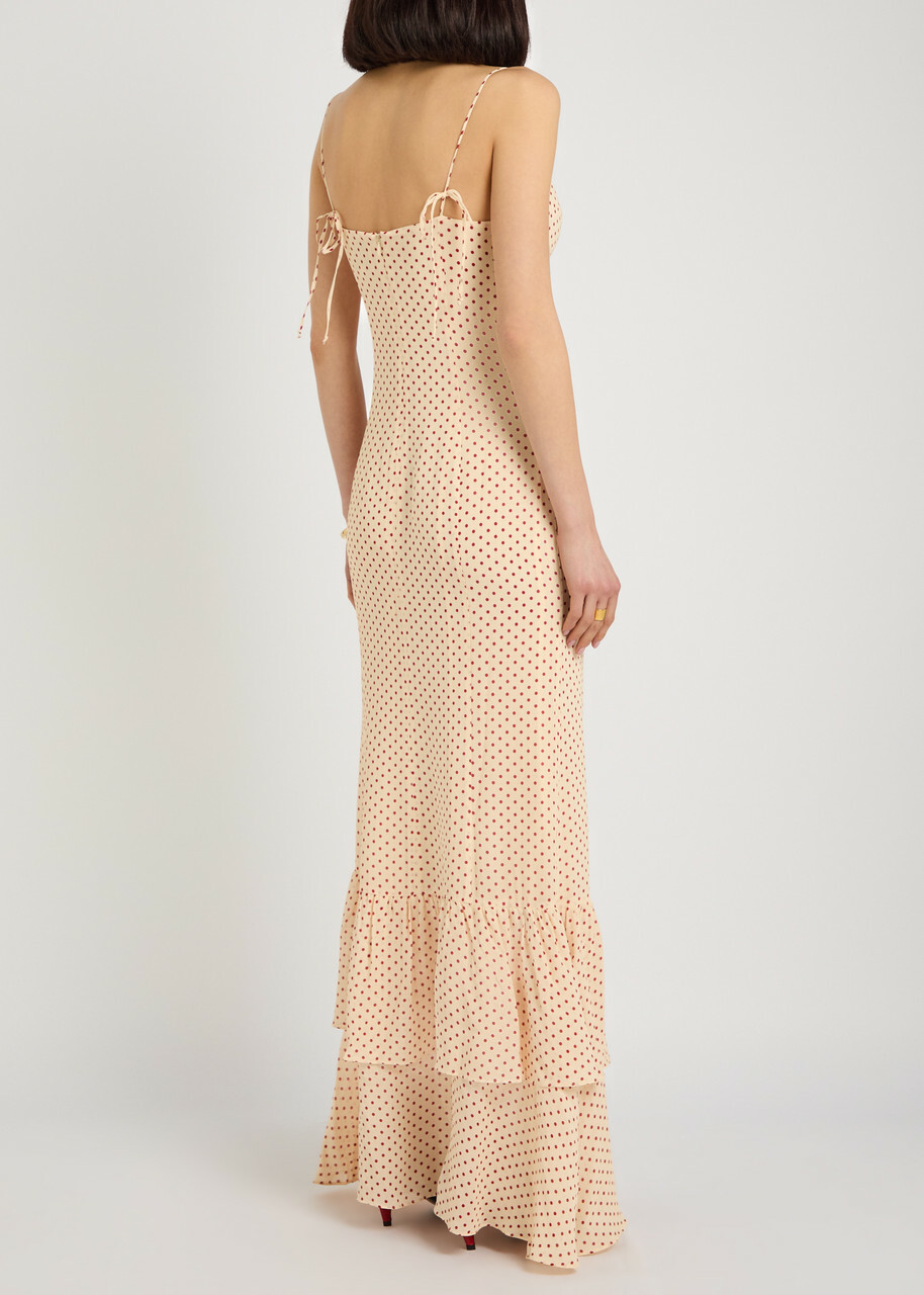 Reformation Fallon Polka dot Chiffon Maxi Dress Red