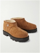 Givenchy - Shearling-Lined Logo-Embellished Suede Boots - Neutrals