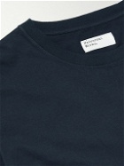 Universal Works - Tie-Dyed Poplin-Panelled Cotton-Jersey T-Shirt - Blue
