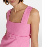 Patou Belted cotton-blend tweed minidress