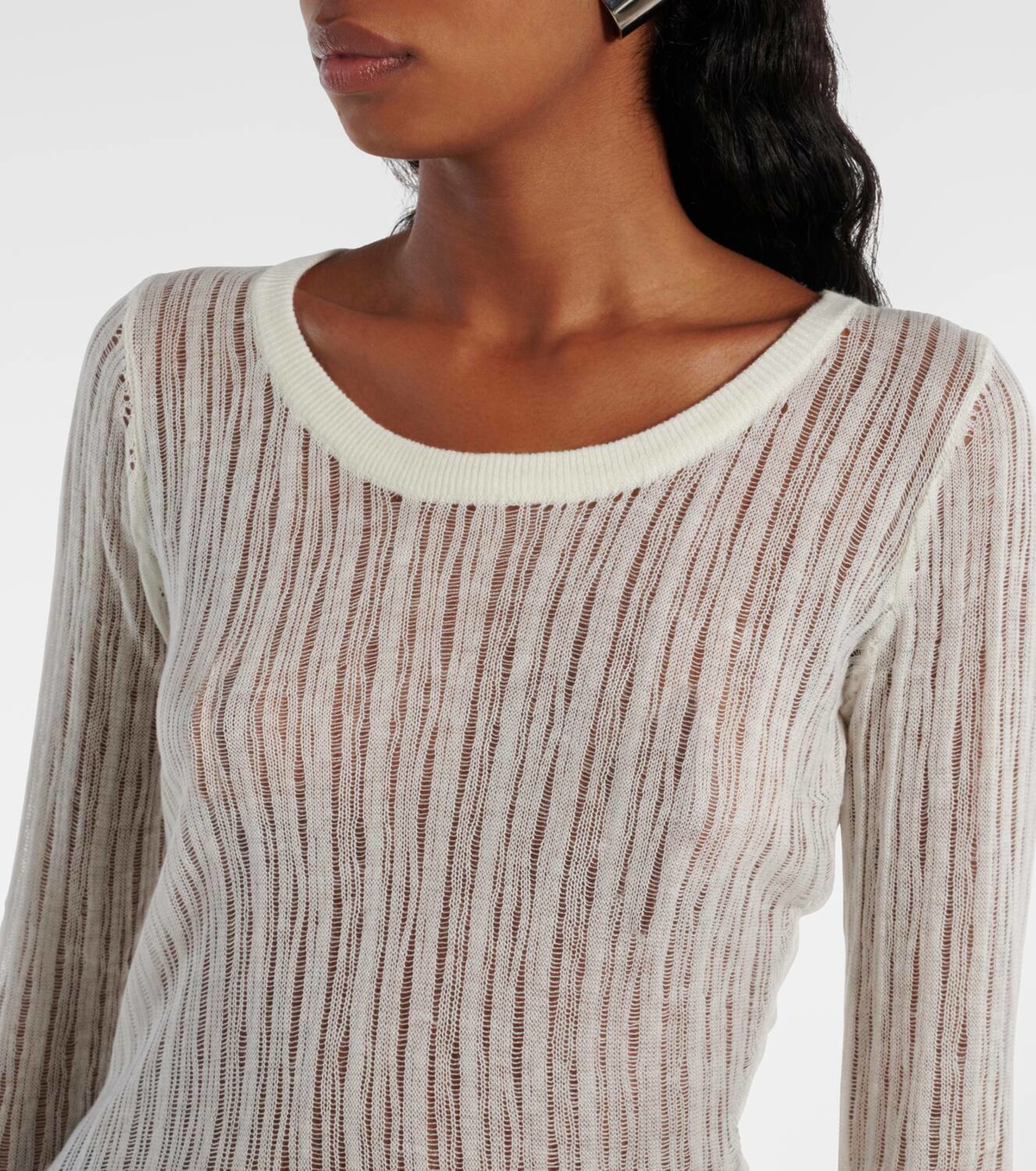 Didu Distressed ribbed-knit cotton top