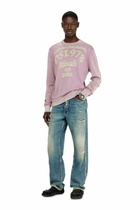 Diesel Treated cotton jumper with slogan - Knitwear Mens in Violet