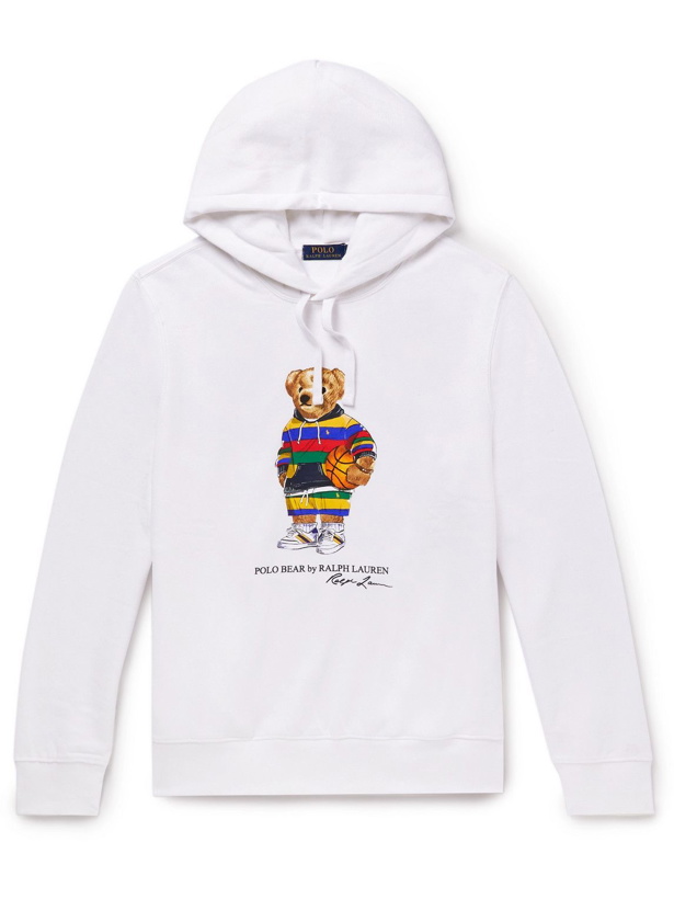 Photo: Polo Ralph Lauren - Logo-Print Cotton-Blend Jersey Hoodie - White