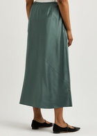 Eileen Fisher Stretch-silk Satin Midi Skirt Dark Blue