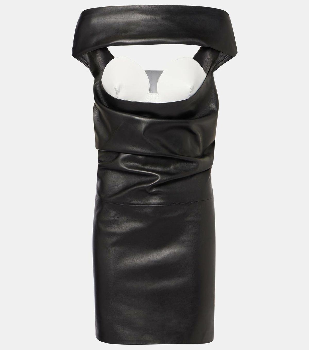 Jean Paul Gaultier Cutout draped leather cocktail dress Jean Paul Gaultier