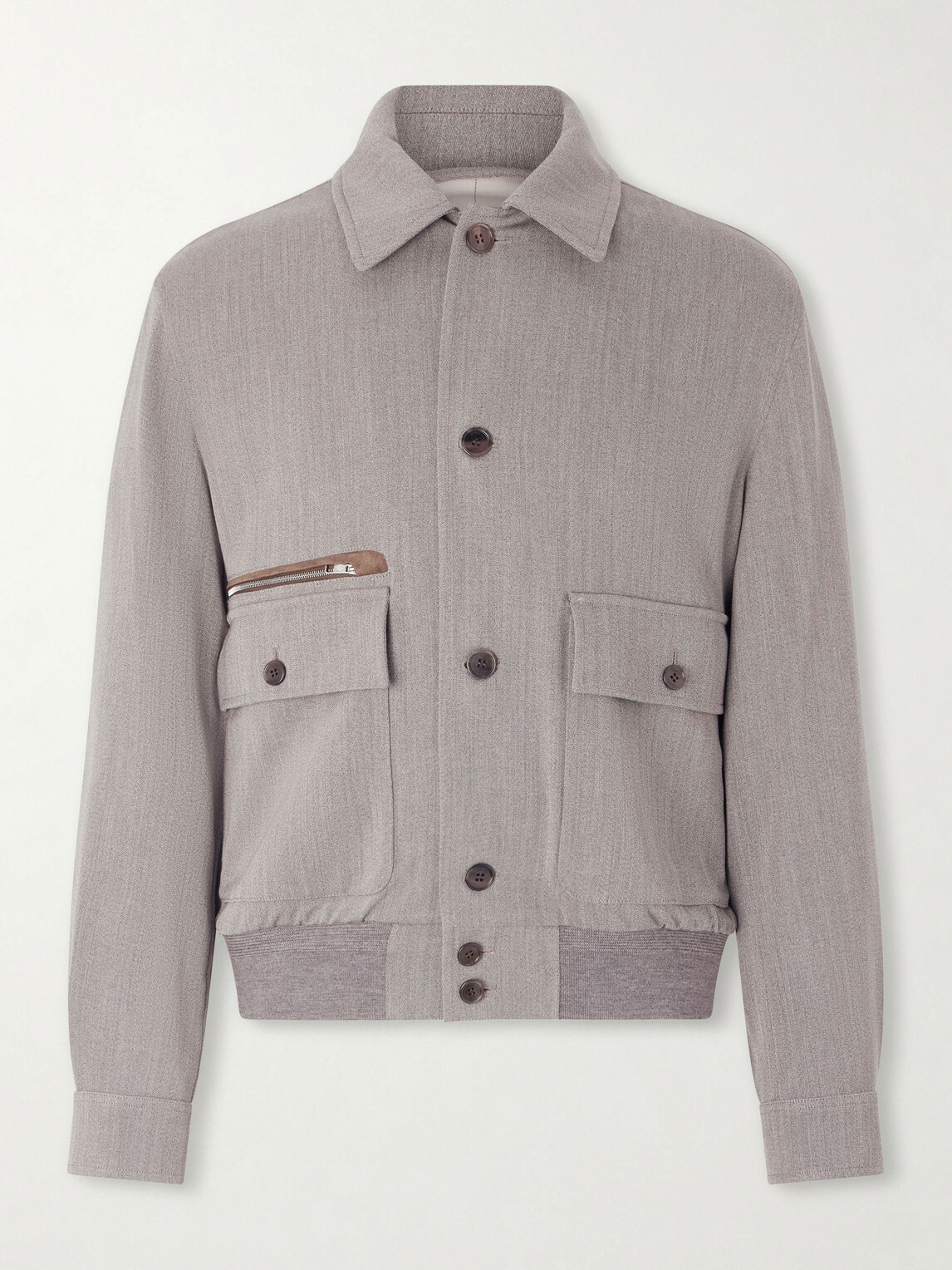 Dunhill - Suede-Trimmed Wool Jacket - Neutrals