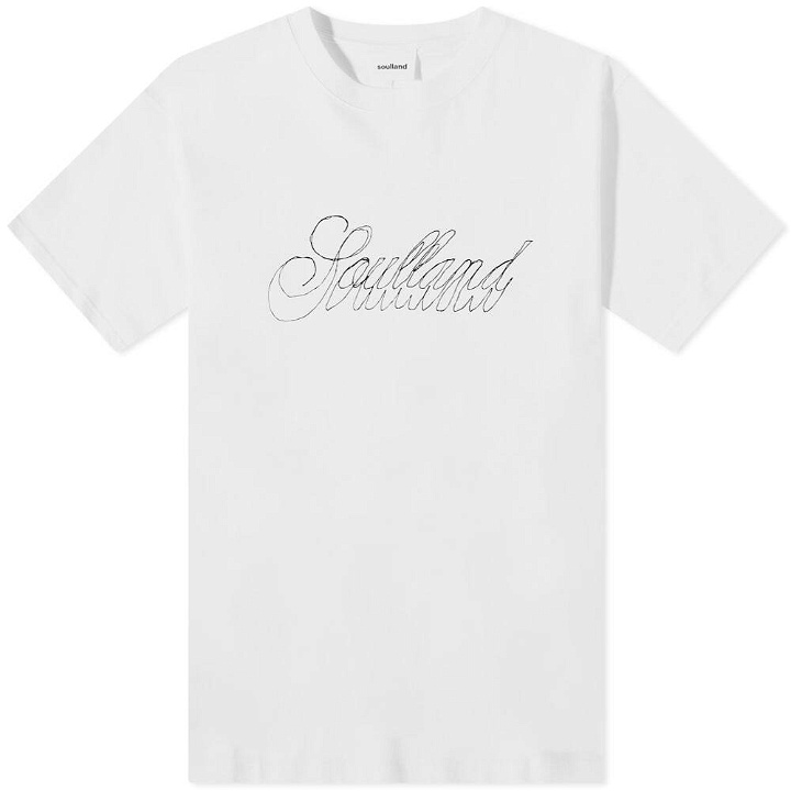 Photo: Soulland Men's Hand Drawn Logo T-Shirt in White