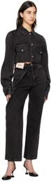 BONBOM Black Cropped Denim Jacket