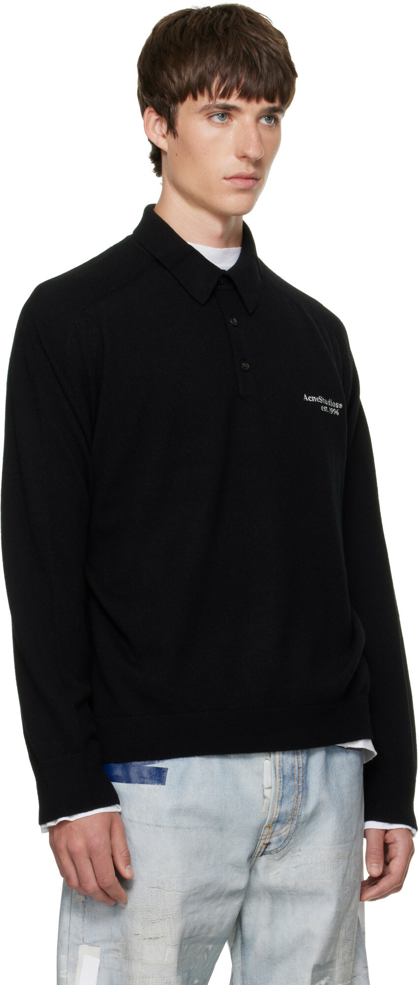 Acne Studios Black Wool Knit Polo