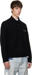 Acne Studios Black Wool Knit Polo