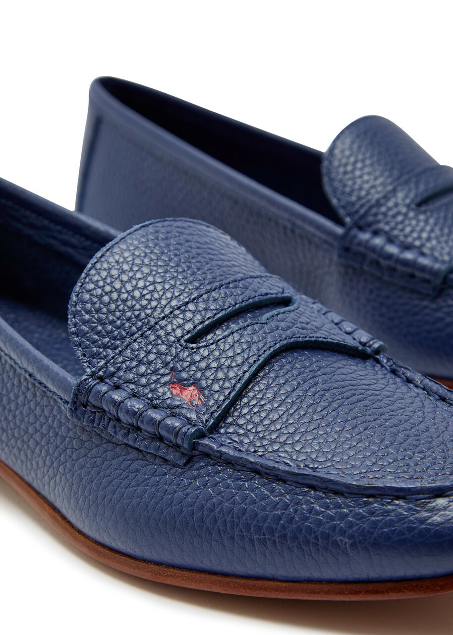 Polo Ralph Lauren Logo Pebbled Leather Loafers Black