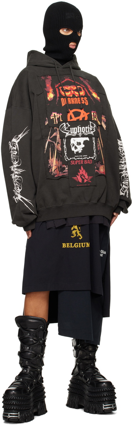 VETEMENTS Black Patched Metal Hoodie