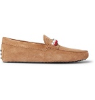 Tod's - Gommino Leather-Trimmed Suede Driving Shoes - Men - Sand