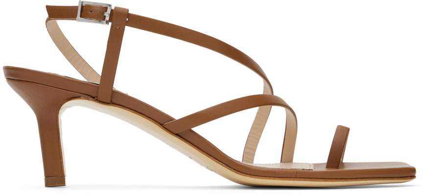 Elleme Brown Twist Strap Heeled Sandals