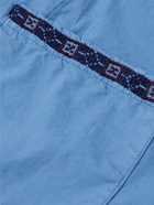 Adish - Camp-Collar Embroidered Garment-Dyed Cotton-Poplin Shirt - Blue