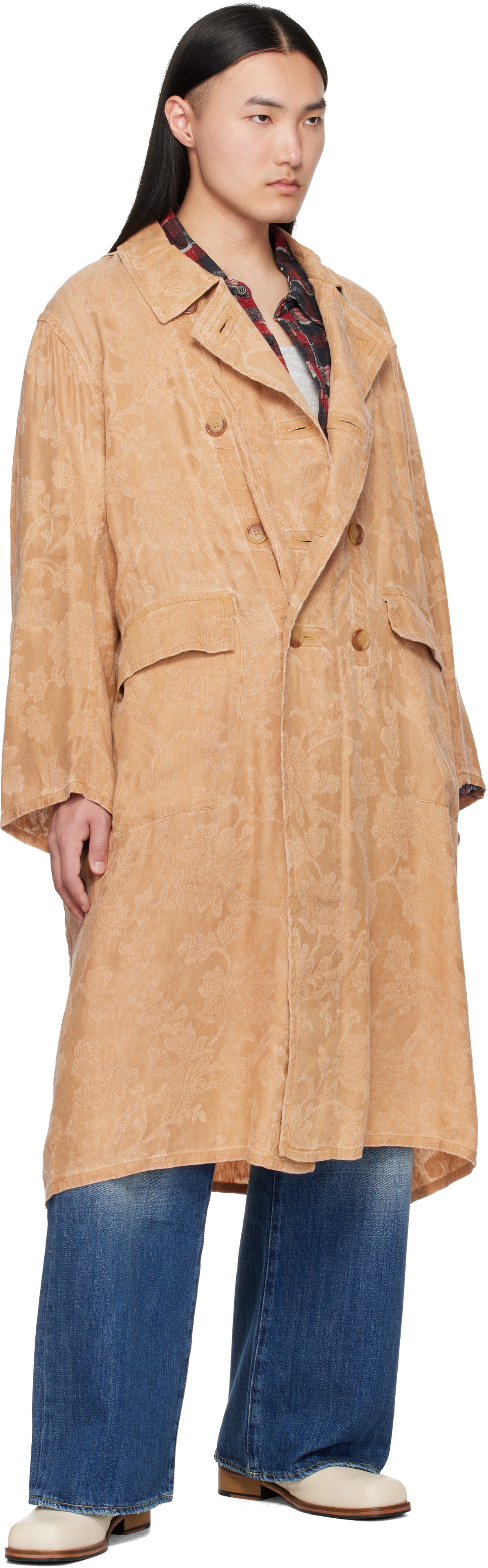 R13 Orange Oversized Hooded Coat