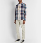 Outerknown - Blanket Appliquéd Checked Organic Cotton-Twill Overshirt - Blue