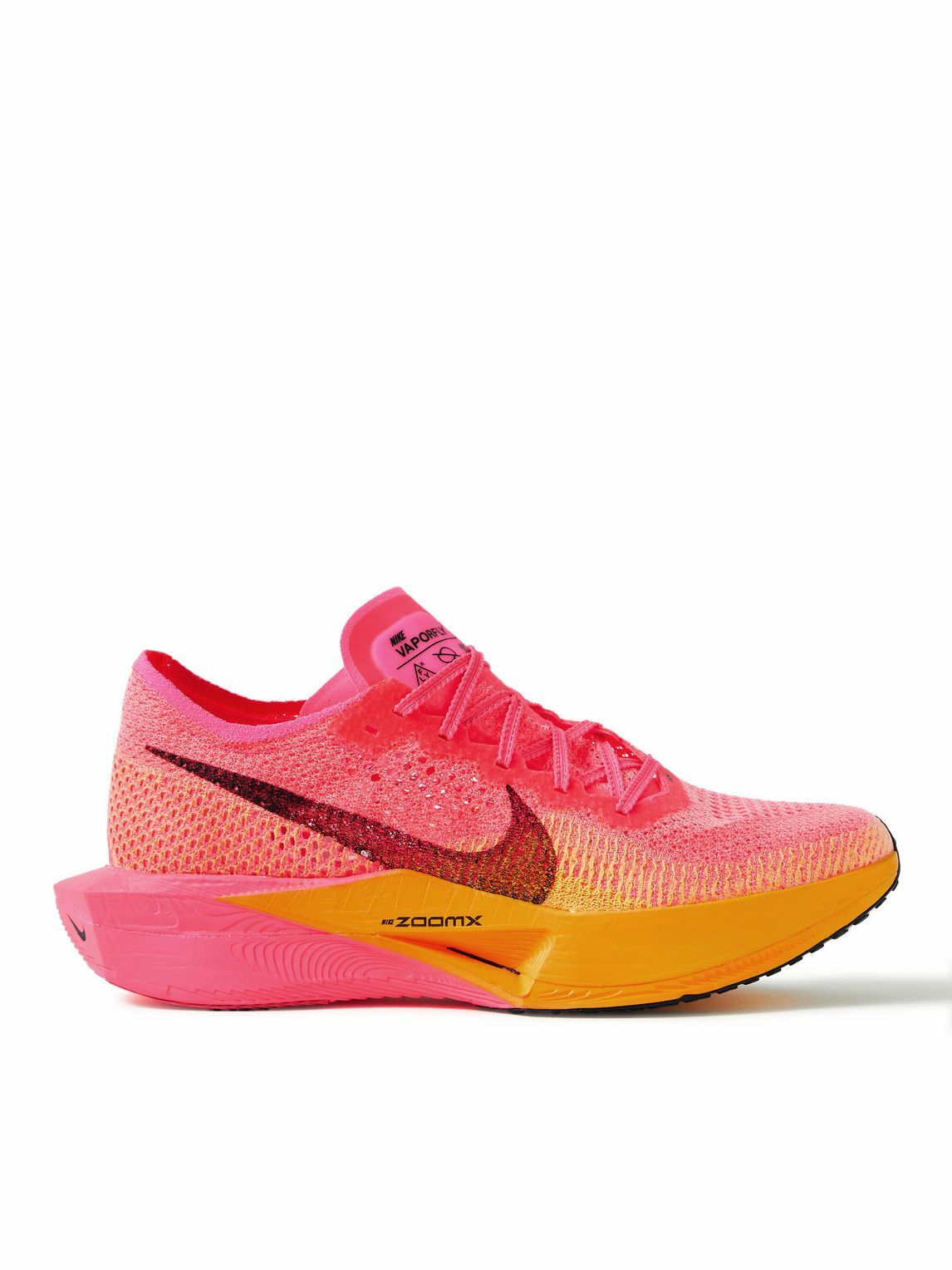 Nike Running - ZoomX Vaporfly 3 Flyknit Running Sneakers - Pink Nike ...