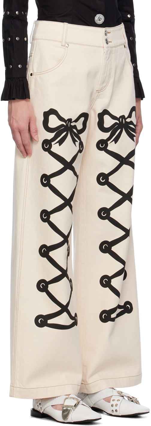 Chopova Lowena Off-White Ribbon Jeans
