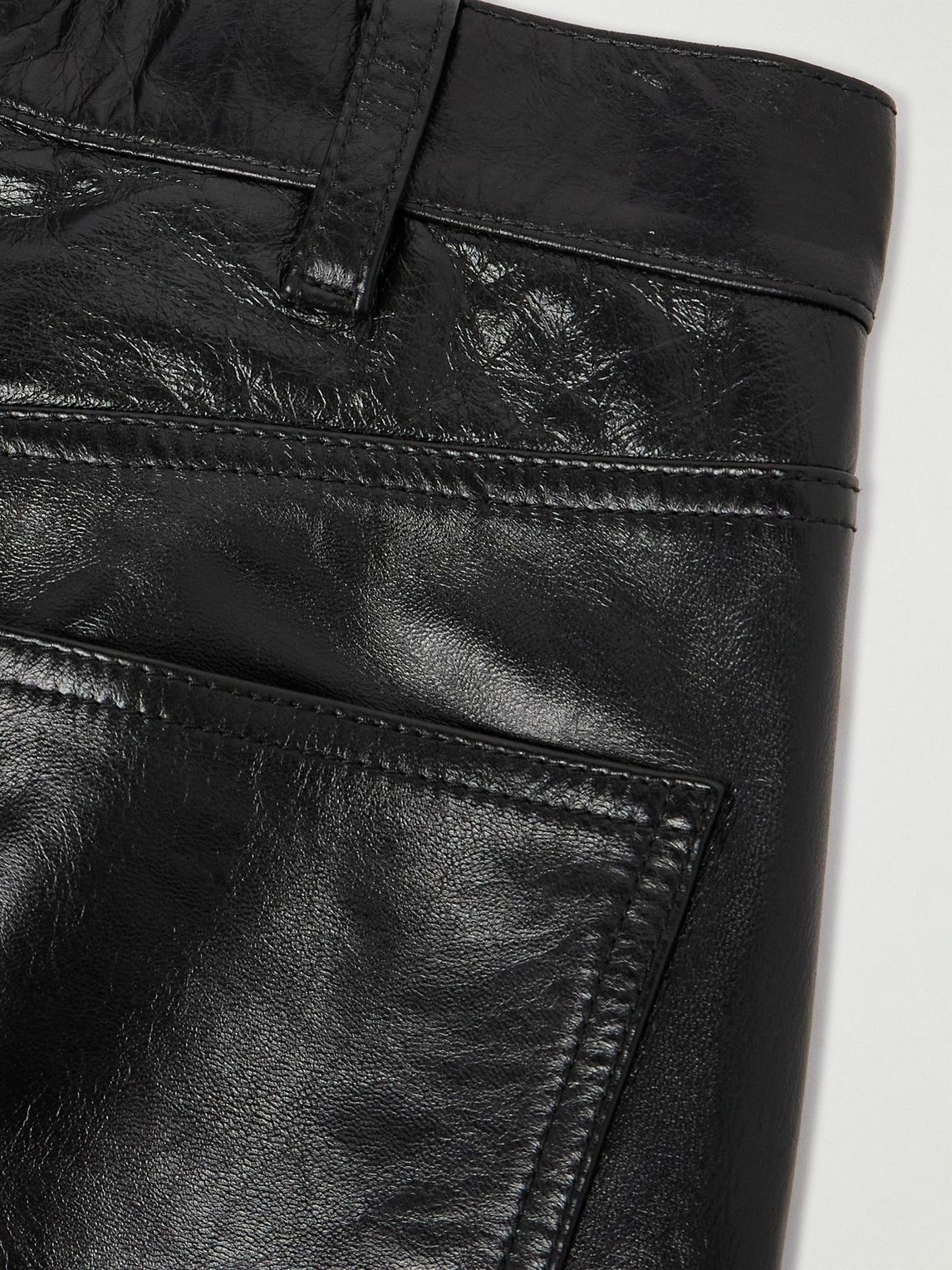 CELINE - Lou Straight-Leg Panelled Leather Trousers - Black