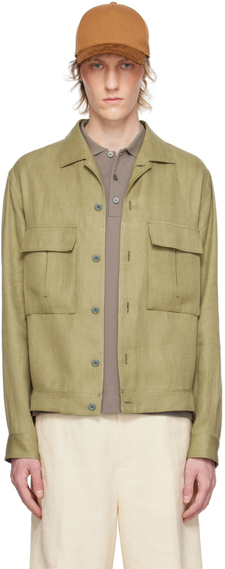 Photo: ZEGNA Khaki Flap Pocket Shirt