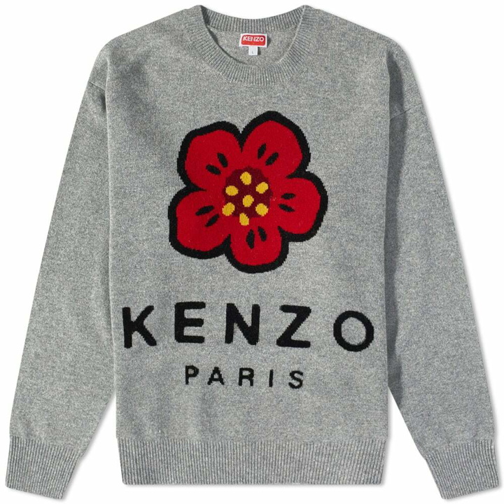 Photo: Kenzo Men's Logo Intarsia Crew Knit in Misty Grey