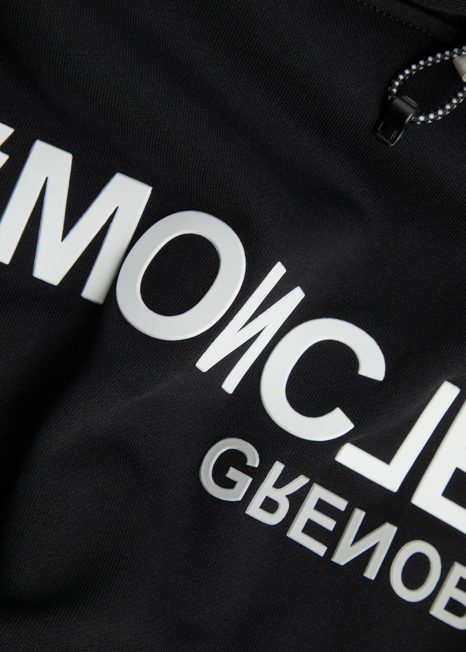 Moncler Grenoble Rubberised Logo-print Hooded Cotton Sweatshirt Black