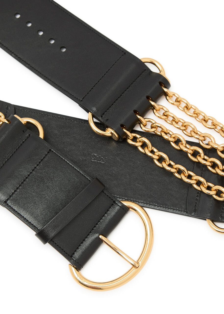 Chloe Chloé Camera Chain Leather Belt Black