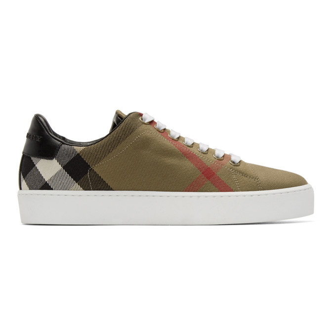 Photo: Burberry Brown Tonal Check Sneakers