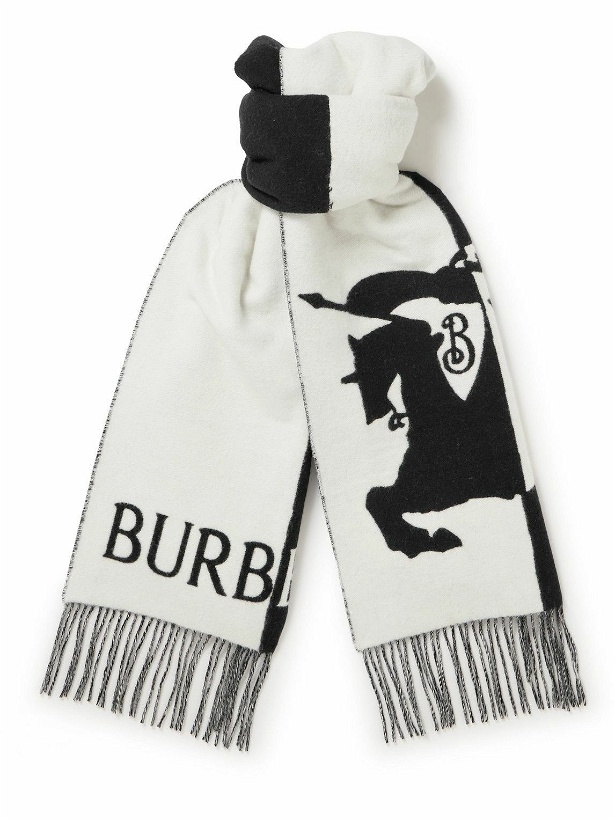 Photo: Burberry - Fringed Colour-Block Wool and Cashmere-Blend Jacquard Scarf