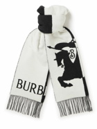 Burberry - Fringed Colour-Block Wool and Cashmere-Blend Jacquard Scarf