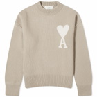 AMI Paris Women's Off White Big ADC Crew Jumper in Light Beige/Off White