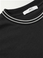 Mr P. - Striped Pointelle-Trimmed Organic Cotton-Jersey T-Shirt - Black
