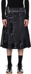 Jean Paul Gaultier Black 'The Flocked' Denim Skirt