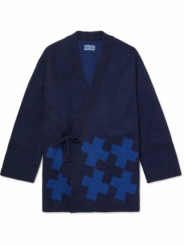 Photo: Blue Blue Japan - Jacquard-Knit Mohair-Blend Cardigan - Blue