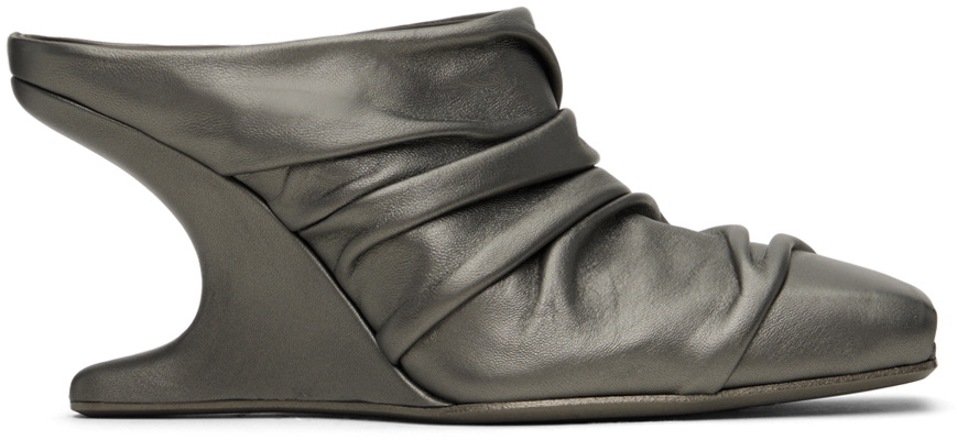 Rick Owens Gunmetal Cantilever And Twisted Mules Rick Owens