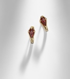 Stone and Strand Kite 14kt gold huggie earrings with garnet